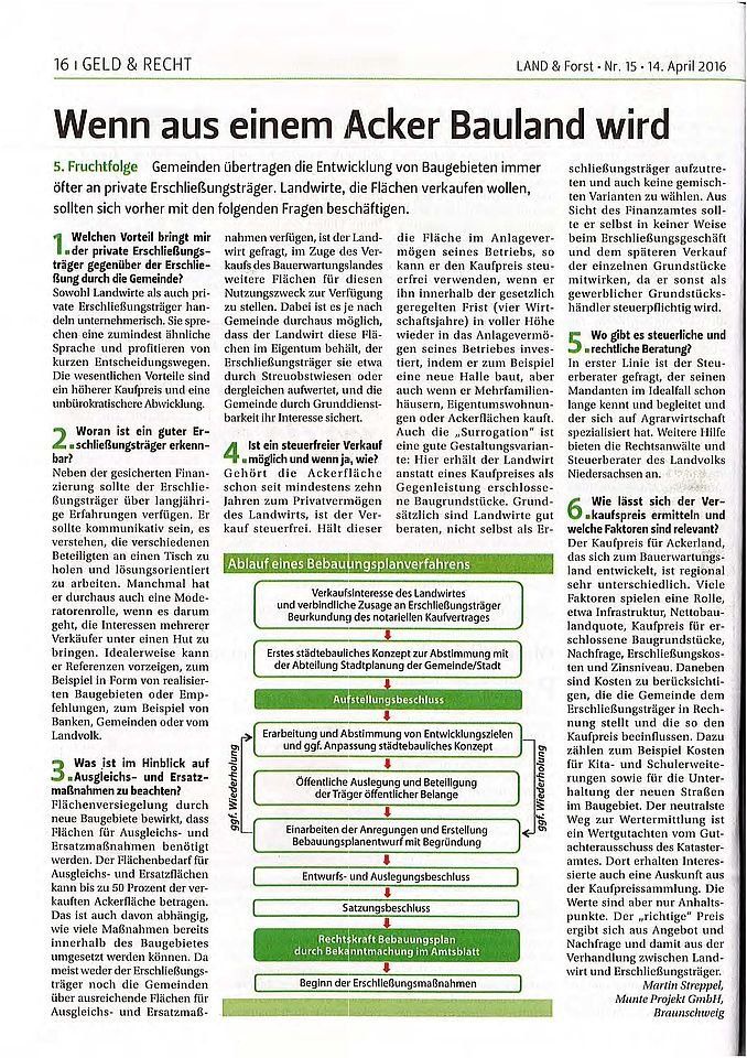 Munte Projekt - Artikel aus LAND & Forst Nr. 15