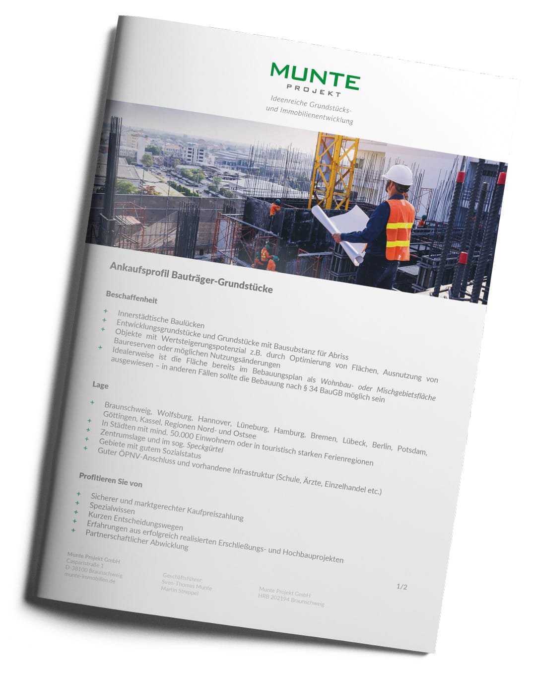 Munte Projekt - Broschüre Ankauf Bauträger